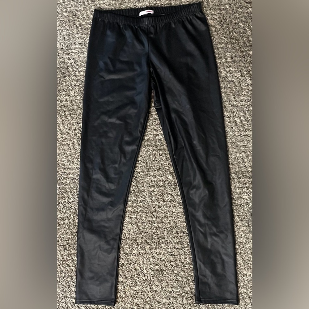 LADIES NEW BONGO BLACK FAUX LEATHER LEGGINGS